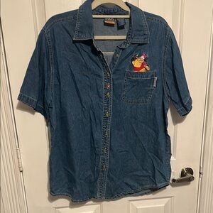 Vintage Winnie the Pooh Denim Button Down Top